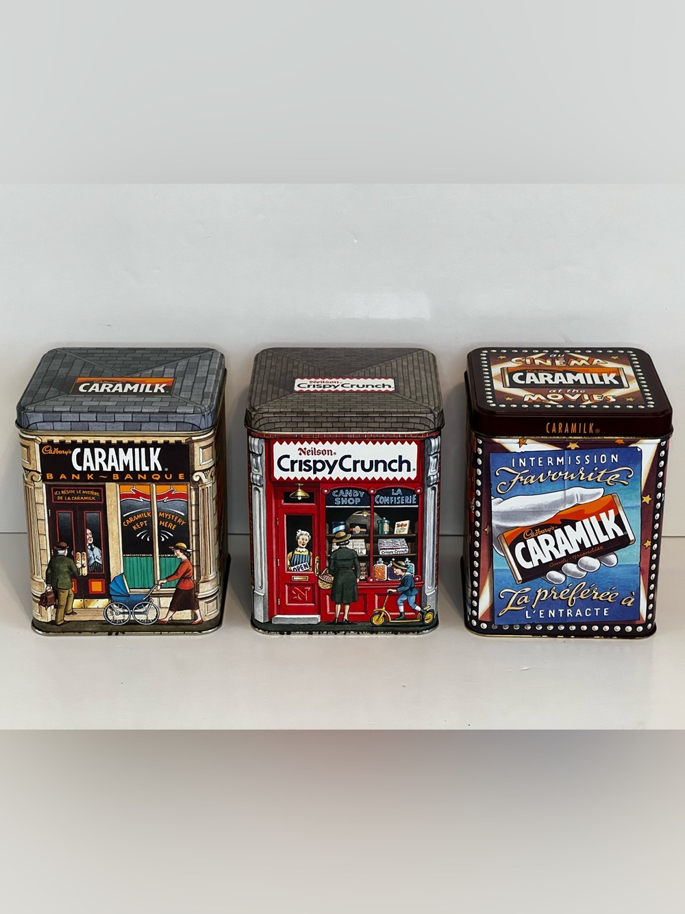 Vintage 90’s Cadbury Caramilk Metal Tins Set Of 3 U.S.A. Advertising Container